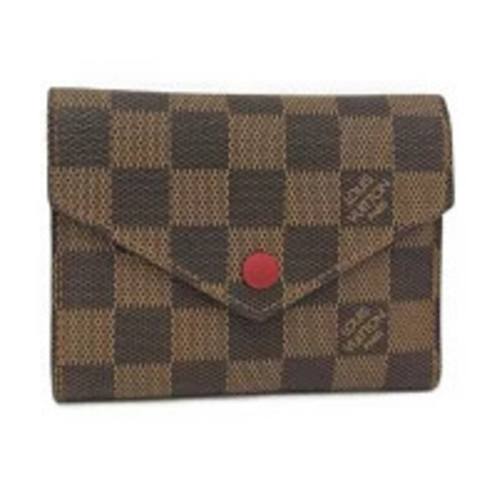 LOUIS VUITTON Portefeuille Victorine Tri fold Compact Wallet Damier Ebene Brown